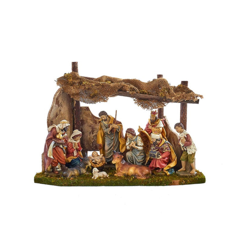 Ensemble de crèche de Noël avec table stable Kurt Adler, ensemble de 12 pièces