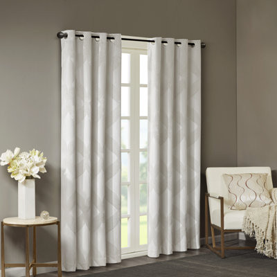 Bentley Ogee Knitted Jacquard Geometric Total Blackout Single Curtain Panel
