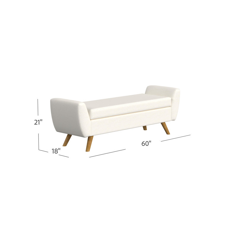 Banc de rangement rembourré Amsi, Tissé texturé crème