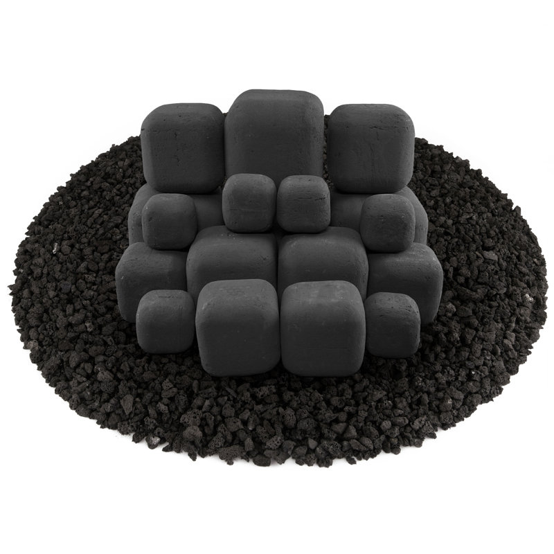 6'' Square Ceramic Fire Pit Accessory, Charcoal Gray