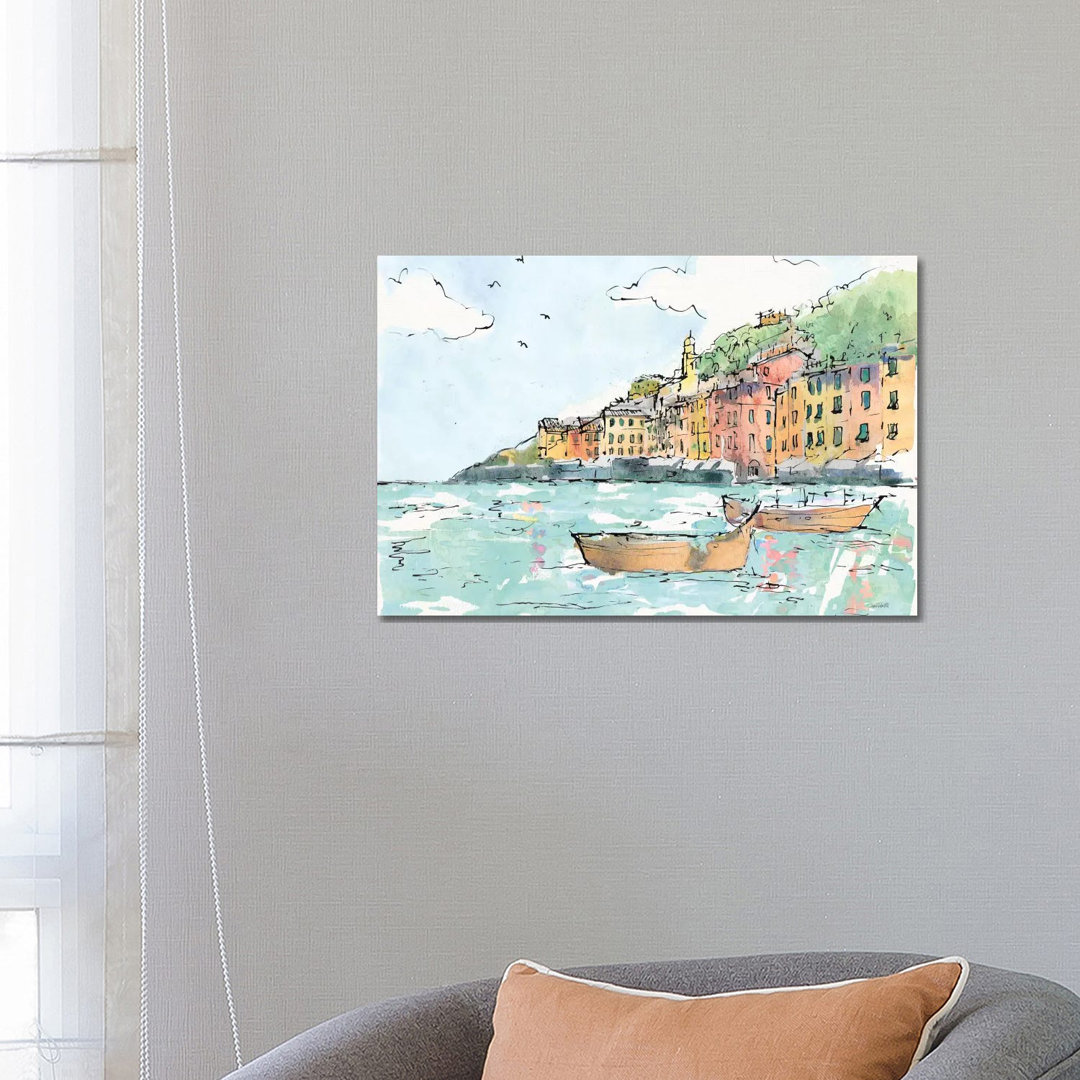 Portofino I von Anne Tavoletti - Galerie-verpackte Leinwand Giclée auf Leinwand