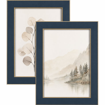 Picture Frames Set Navy Blue, High Definition Tempered Real Glass
