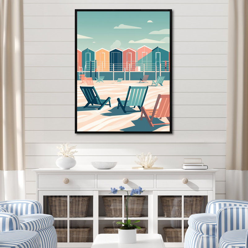 Beachside Rest V sur toile, H 32 po x l 24 po x P 1 po, Cadre flottant noir