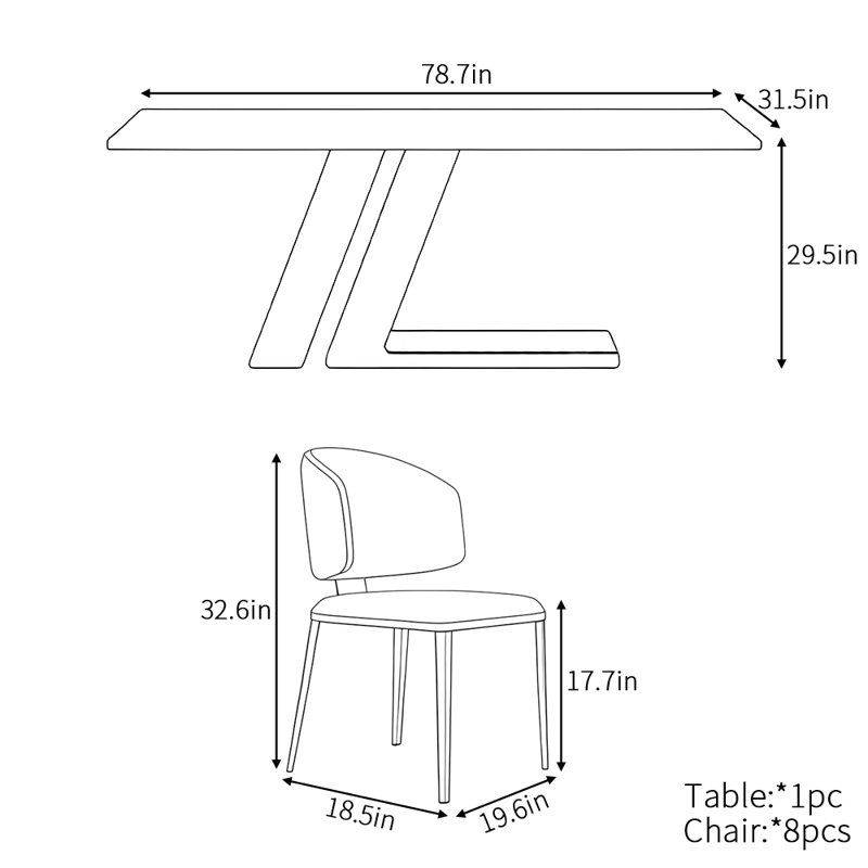 Ensemble de table rectangulaire luxueux de style italien