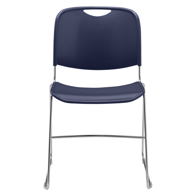 Navy Blue Armless Metal Stacking Chair
