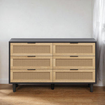 Armoire de rangement en rotin 6 tiroirs
