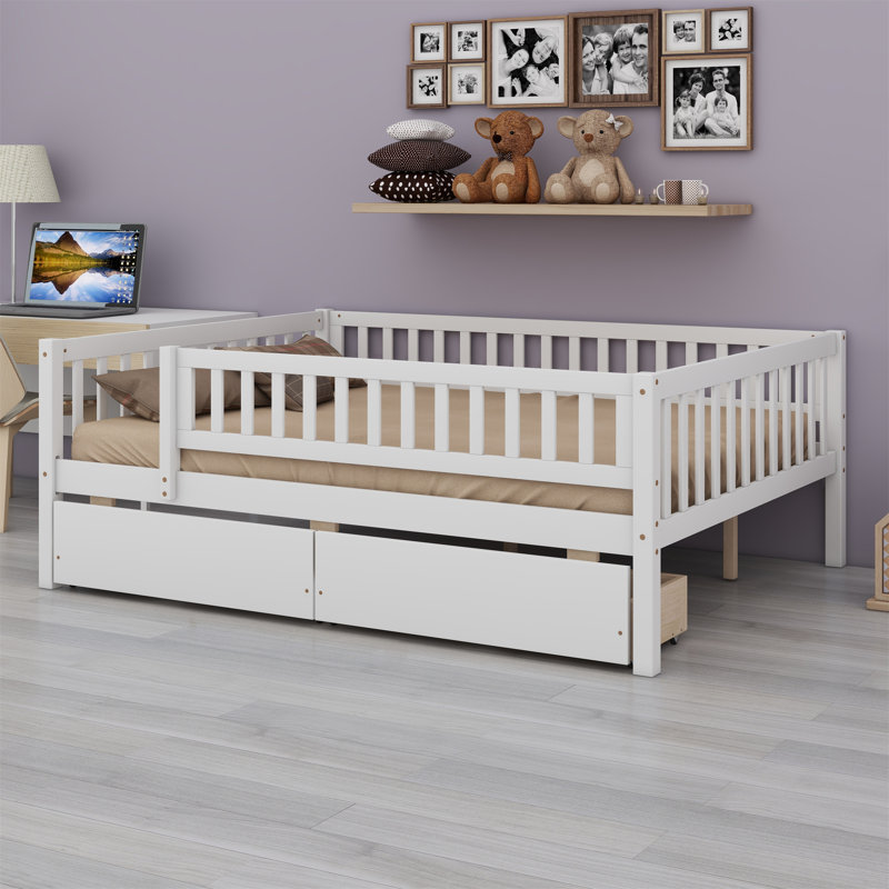 Daybed Wood Bed With Two Drawers, White, Full