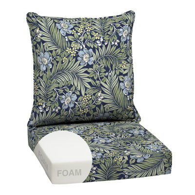 Ensemble de coussins de siège profond en mousse ARDEN, 24 po x 24 po, résistant aux intempéries, coussin de patio résistant à la décoloration, coussin de dossier et de dossier pour chaise, canapé et canapé Sapphire Morrison Floral