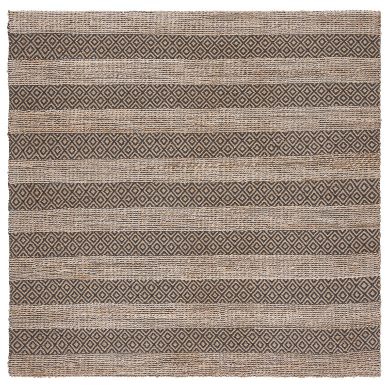 Tapis gris anthracite / naturel Sonny, Carré 6 pi 6 po