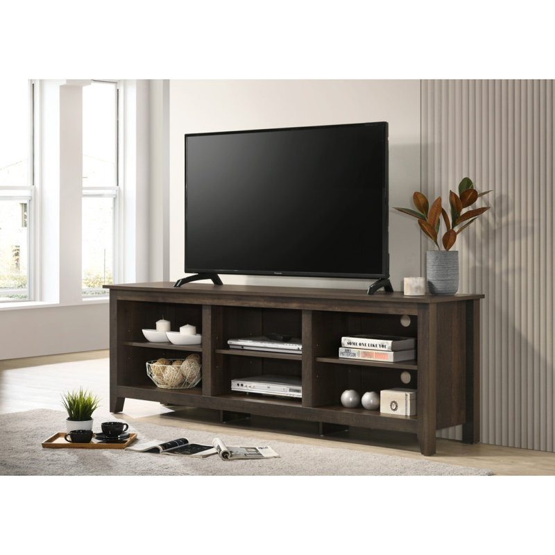 Bernardo Dark Dusty Brown 70"W TV Stand With Open Shelves And Cable Management, Brown