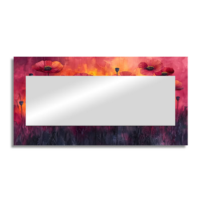 Autumn Dance Of The Fiery Poppies I - Floral Accent Wall Mirror - Printed On Metal