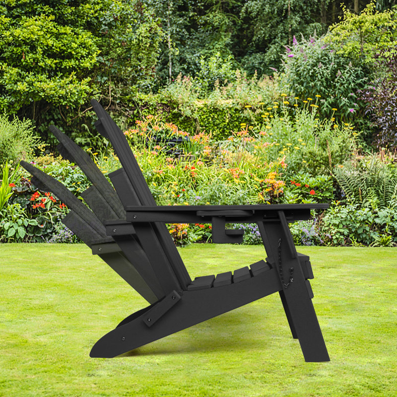 Chaise Adirondack avec repose-pieds Azur, Noir