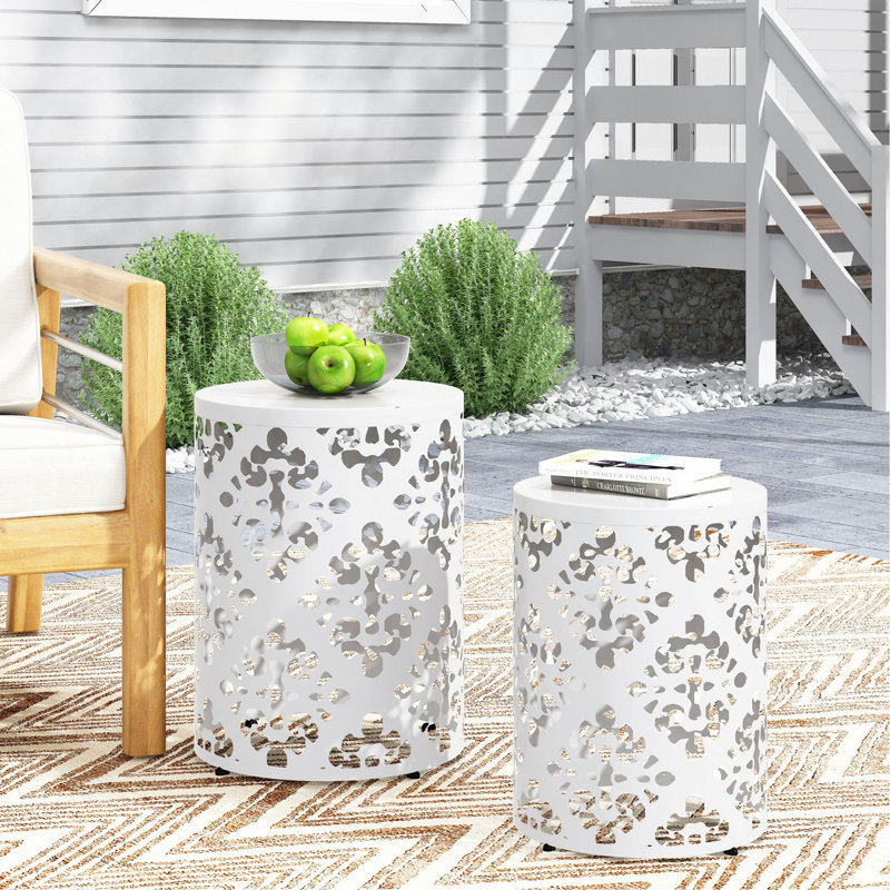Table de bout en métal S / 2, Blanc