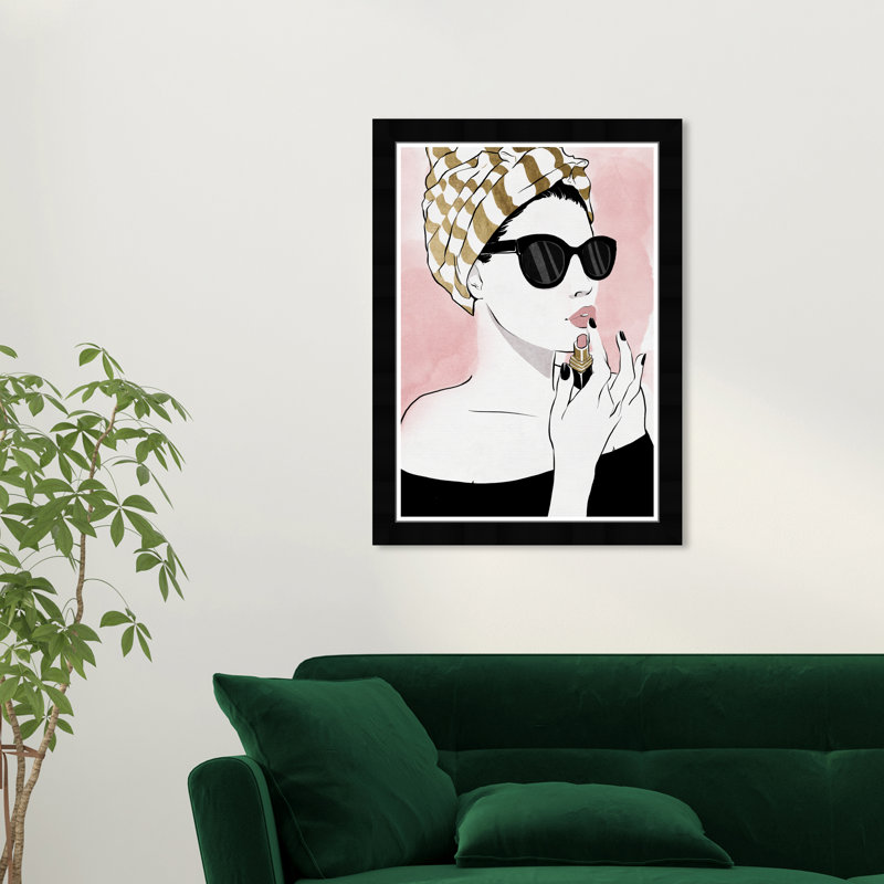 « all glammed up night feuille », impression encadrée, Cadre noir, H 21 po x l 15 po x P 0,75 po
