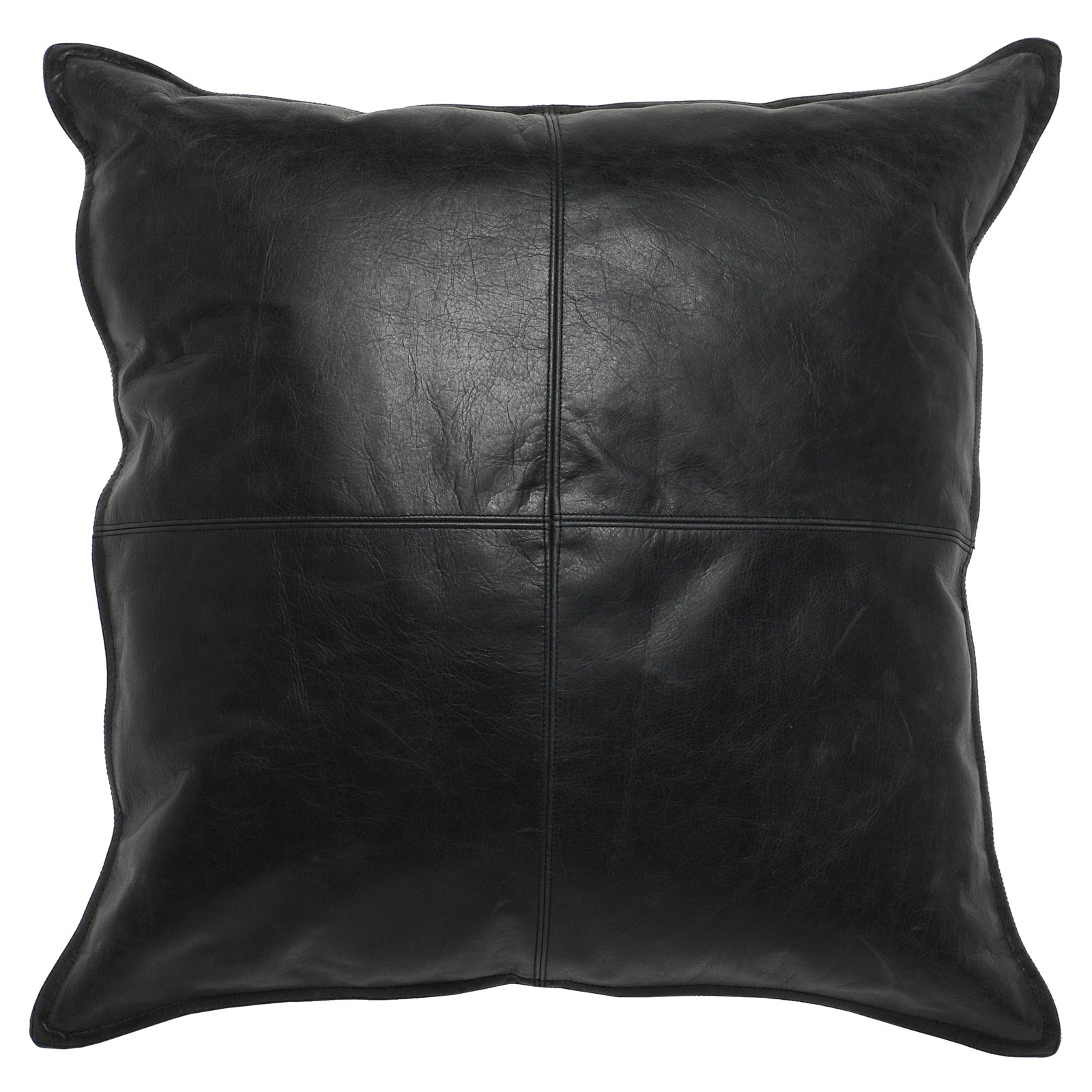 Cutler Genuine Leather Throw Pillow, Nightfall Blue, Square 24"