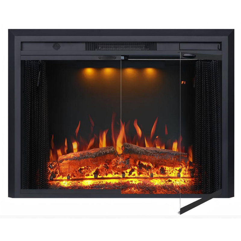 Recessed-In Realistic Flame Electric Fireplace With Adjustable Heat, Timer, 27.5" H x 35.63" W x 6.3" D