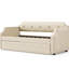 Lit de jour simple rembourré beige avec lit gigogne et rangement-802912078
