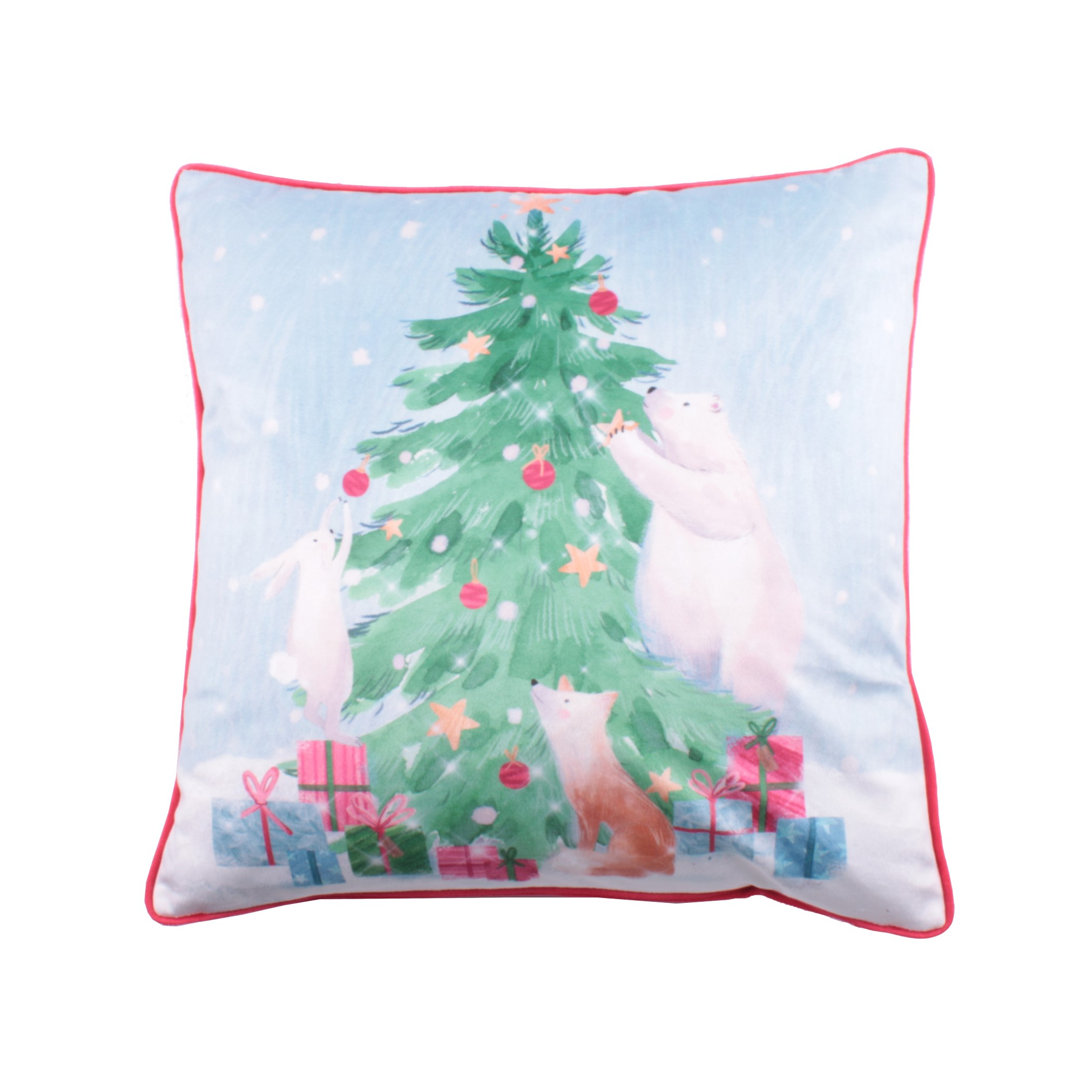 Winter Friends Animal Print Square Scatter Cushion Cushion With Filling