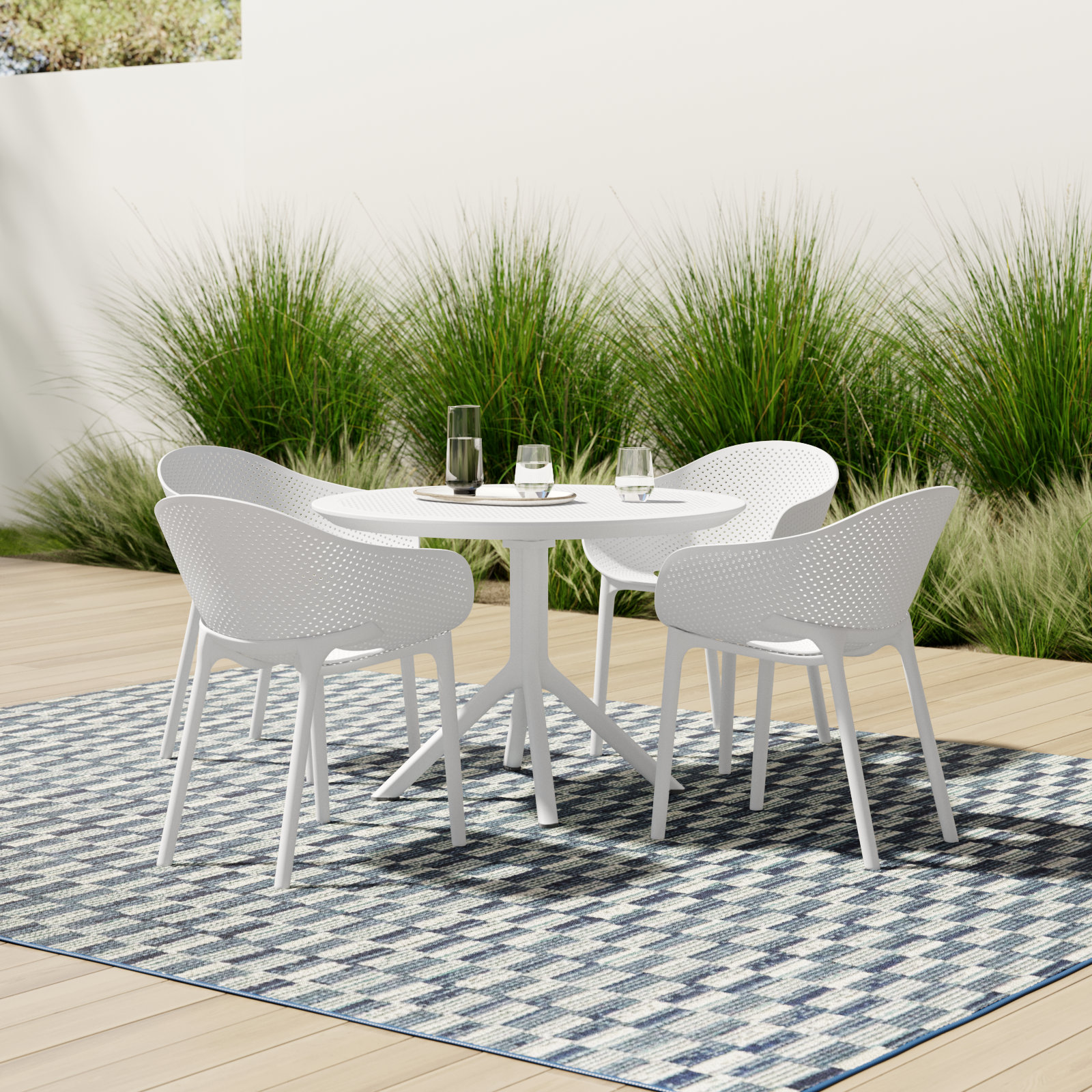 Farrah 41" Patio Dining Set, White