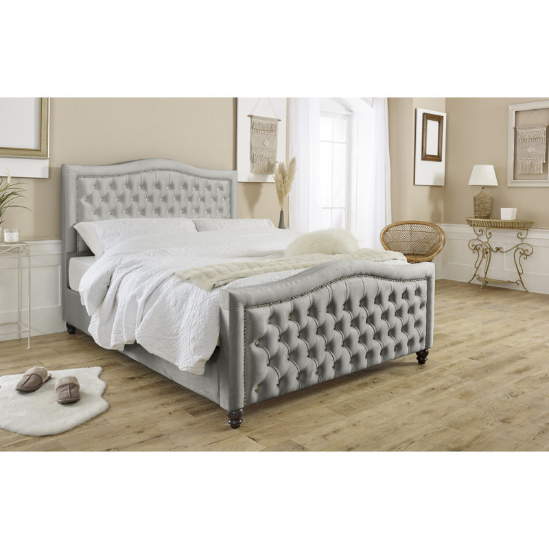 Jaya Upholstered Bed, Silver, Single (3')