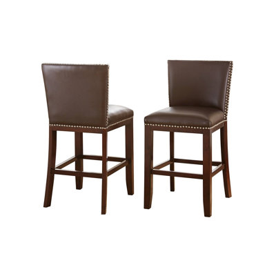 Upholstered Counter Stool with Solid Wood Frame