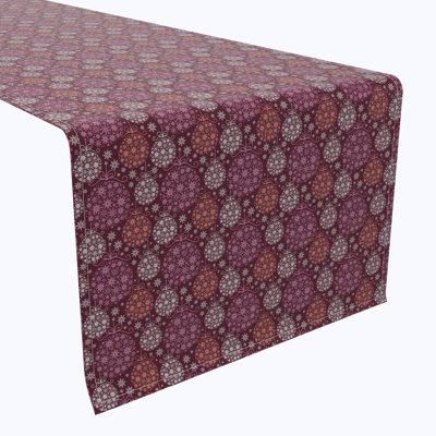 Table Runner, 100% Cotton, Ornaments Of Snowflakes