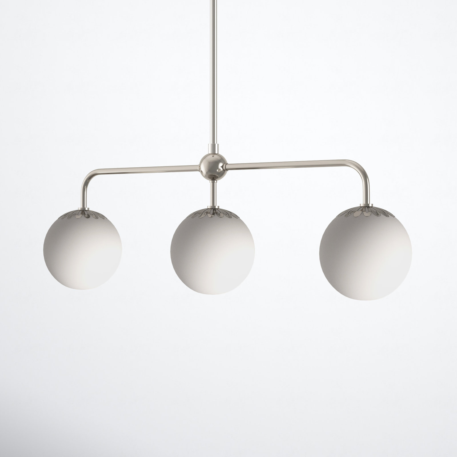 Deniaud 3 Light Glass Pendant, Polished Nickel