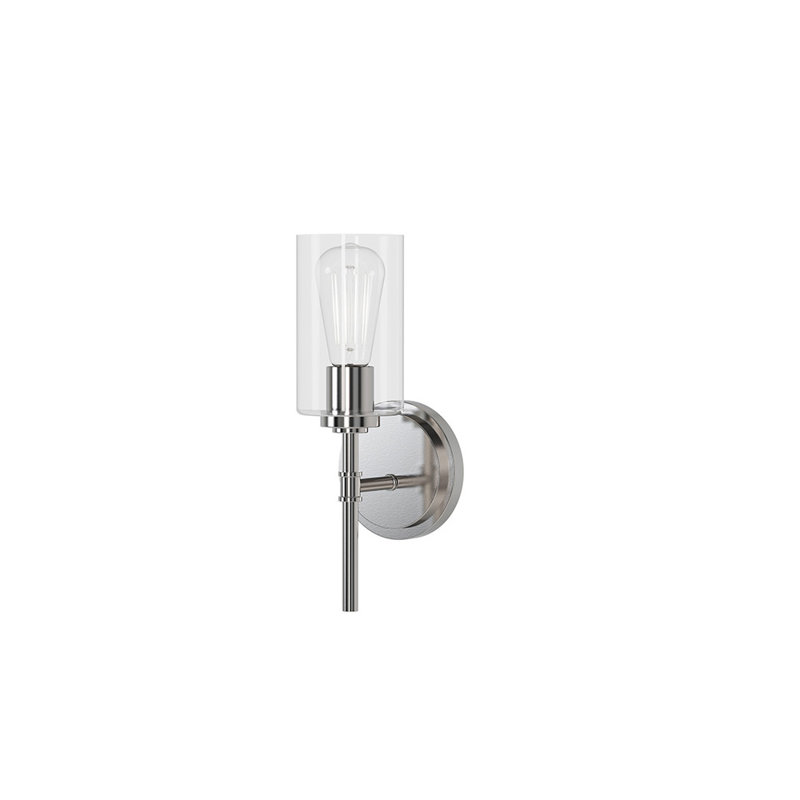 Wexton 1-Light 5.81” Wide Wall Sconce, Clear, Brushed Nickel
