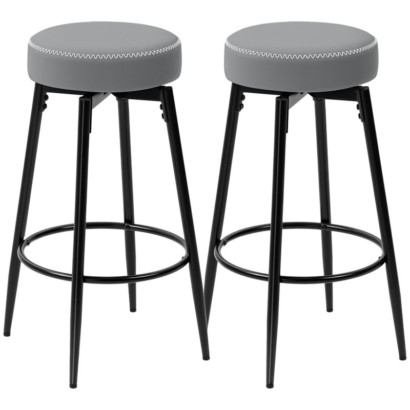 Swivel Upholstered Counter Stool with Metal Frame, Grey