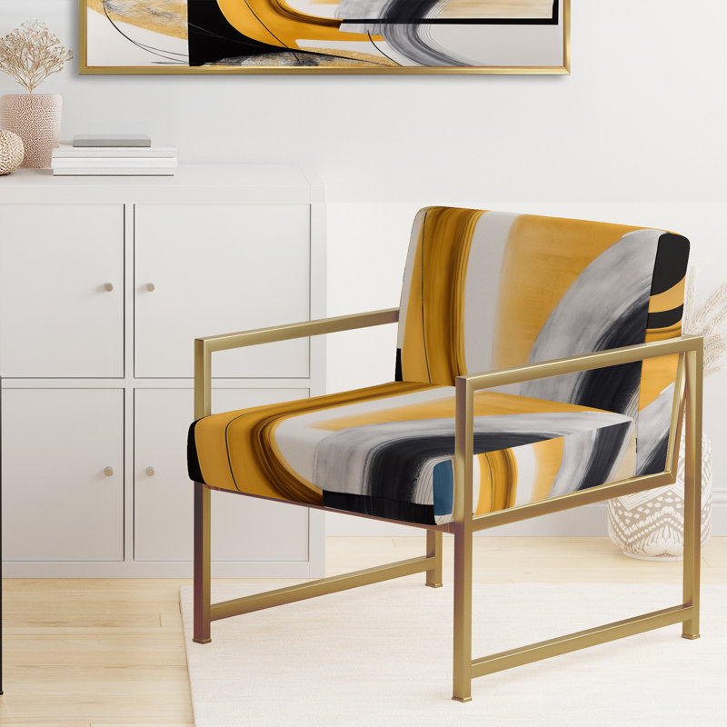 Chaise d'appoint rembourrée Glam Gold and Black Expression IV, Doré