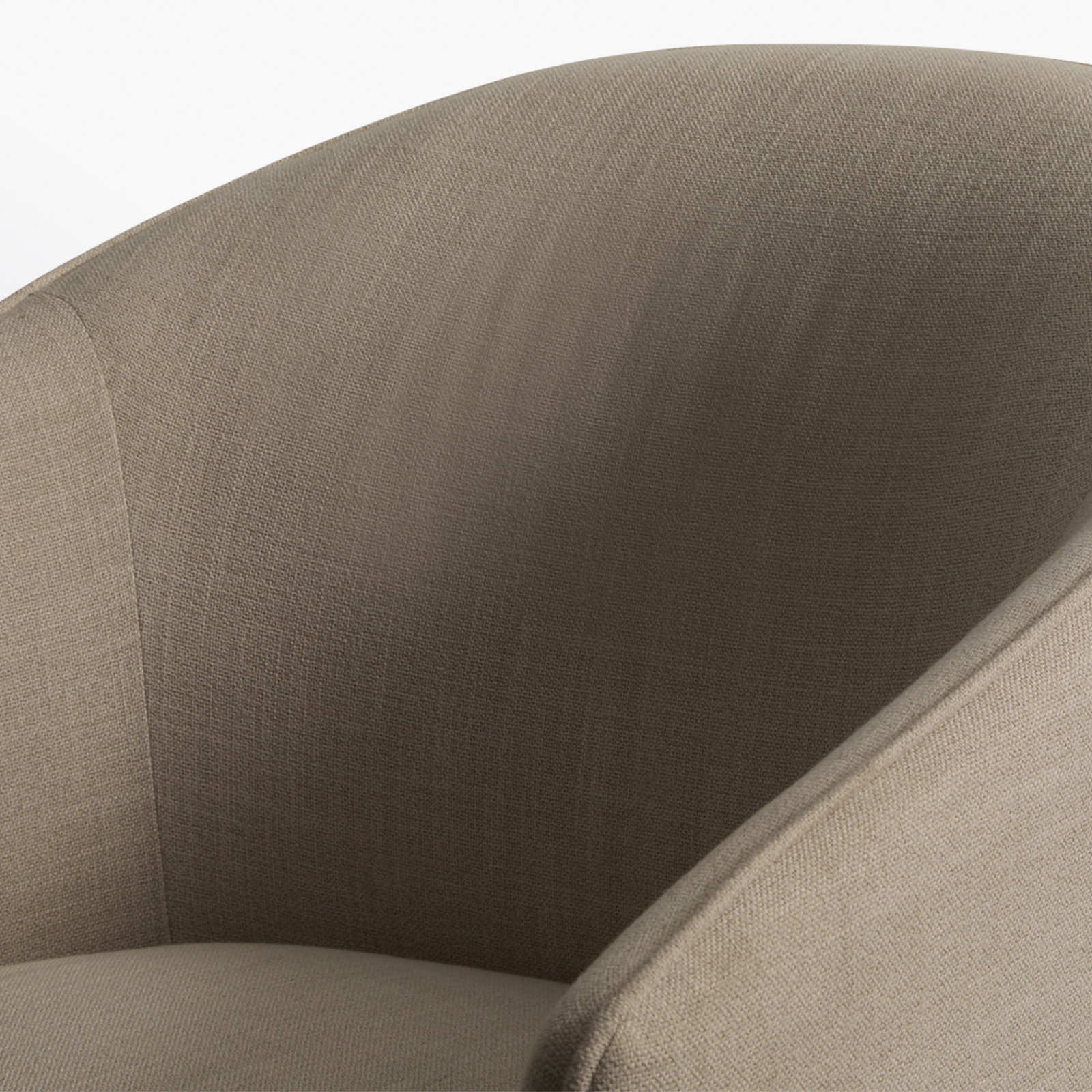Caines Linen Swivel Barrel Chair, Effie Linen Performance Linen
