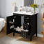 Meuble-lavabo avec lavabo en céramique, armoire de salle de bain en bois massif à 3 tiroirs, rangement moderne-271763651