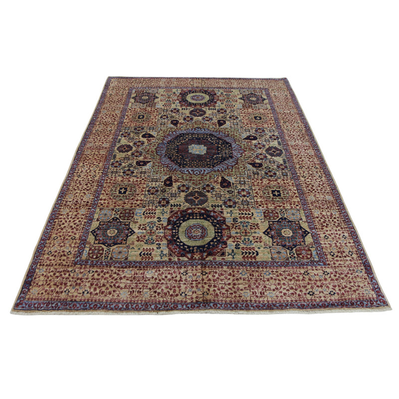 Hand Knotted Wool Area Rug in Beige