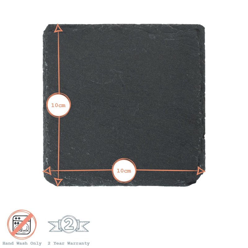Argon Tableware - Square Slate Coasters - 10cm