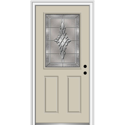 Grace Painted Both Sides The Same 1/2 Lite 2-Panel Fibreglass Prehung Front Entry Door on 6-9/16" Frame