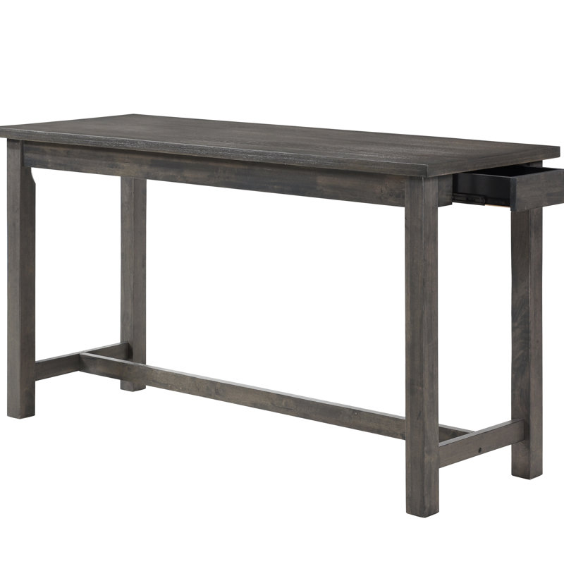 Table à manger à hauteur de comptoir décontractée grise - 4 pièces avec table et 3 tabourets en bois d'ingénierie encastré avec revêtement