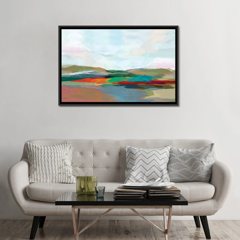 « strates iv », impression sur toile, H 32 po x l 48 po x P 1,5 po, Toile avec cadre noir, Pas de tapis
