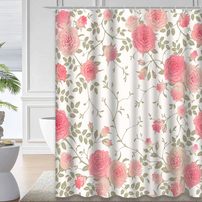 Rideau de douche imperméable avec 12 crochets English Rose