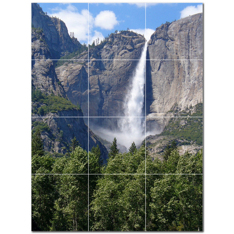 Murale en céramique satinée 8 "x 8" Waterfalls Photo