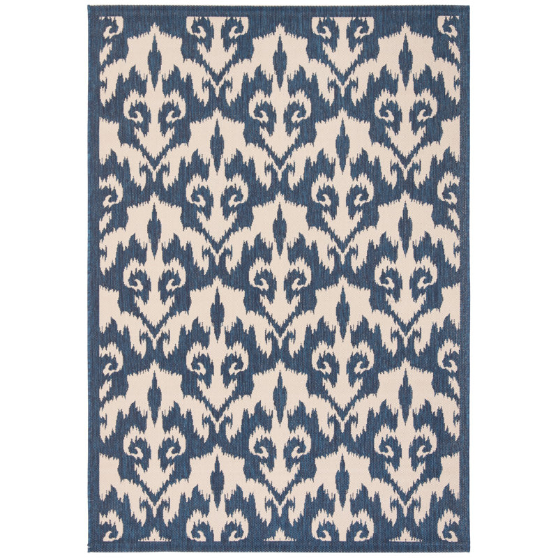 Tapis intérieur / extérieur bleu marine / beige Damitri, Rectangle 2 pi x 3 pi 7 po