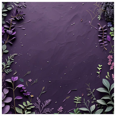 Purple Botanical Leaves Quilted Bedspread All Sizes