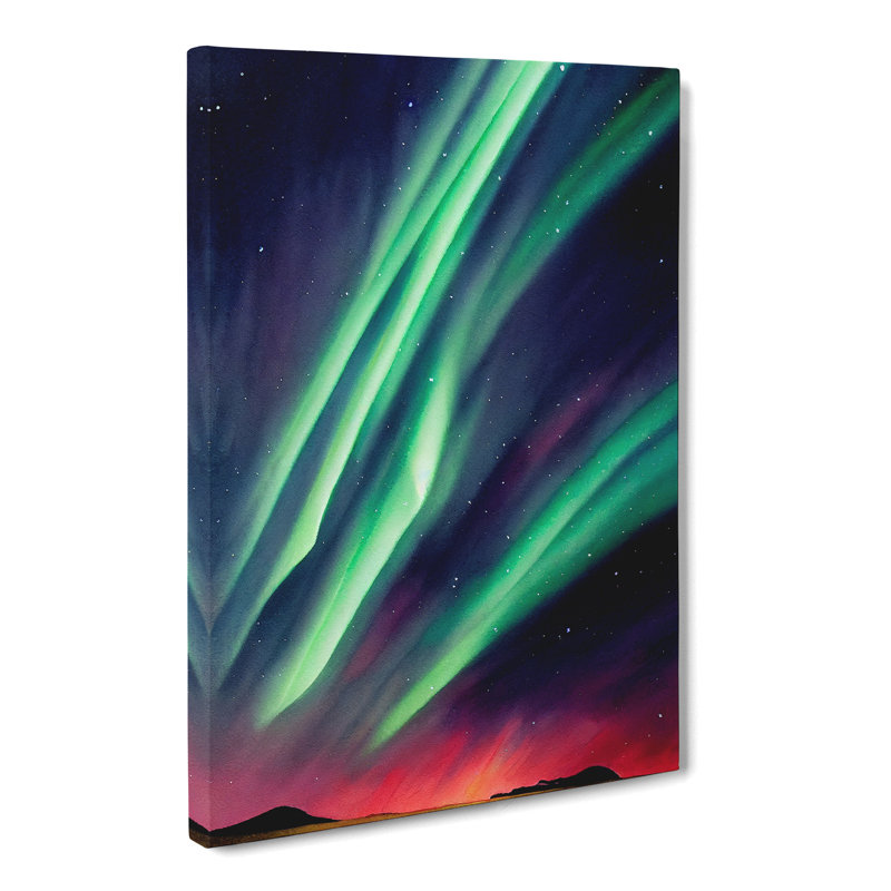Watercolour Aurora Borealis Vol.3 - Wrapped Canvas, 60cm H x 40cm W x 3cm D