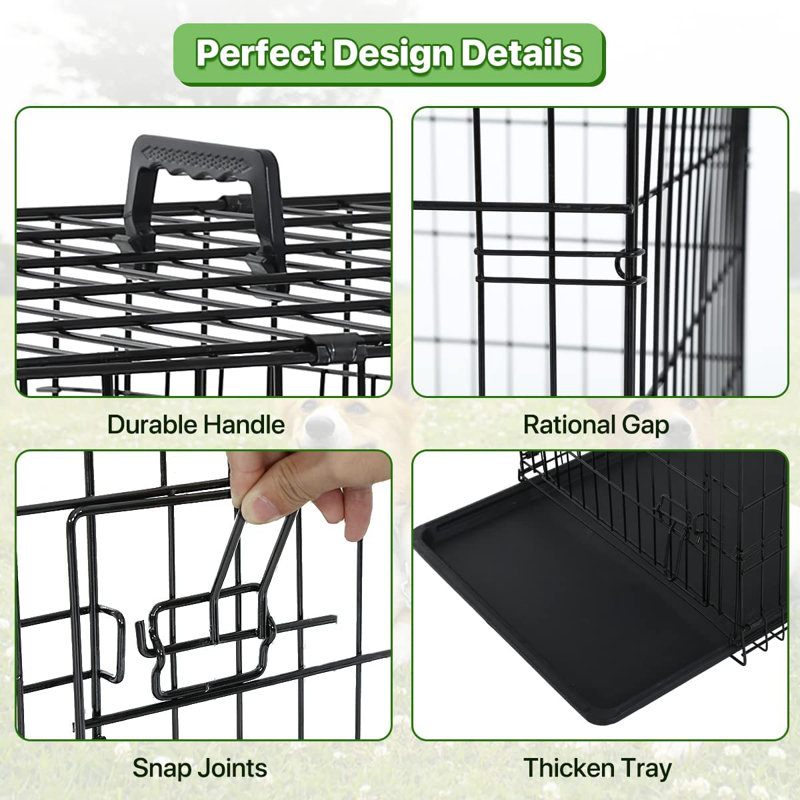 48 Inch Black Metal Wire Dog Crate with Divider