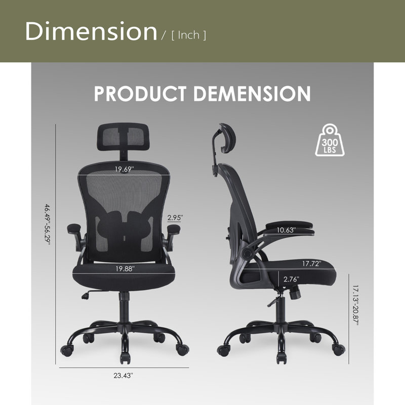 Ergonomic Office Chair, Home Office Desk Chair With Headrest, High Back Computer Chair With Armrests And Adjustable Lumbar Support