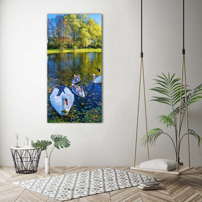 Swans on the Pond 1 Piece Wrapped Canvas Wall Art