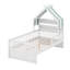 Lit maison avec tablette de tête de lit et auvent amovible, cadre de lit plateforme en bois avec Guardrai-957002980-957003003