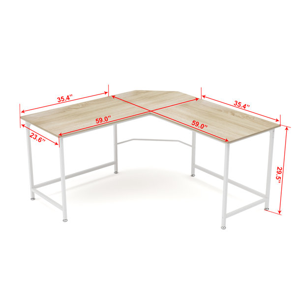 L-Shape Desk Inbox Zero Color (Top/Frame): White, Size: 29.13'' H x 50.4'' W x 41.33'' D