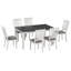 Ensemble de table de salle à manger 7 pièces pour 6 personnes avec chaises rembourrées, ensemble de table de salle à manger en bois avec pieds en forme pour la cuisine et la salle à manger (gris et blanc)