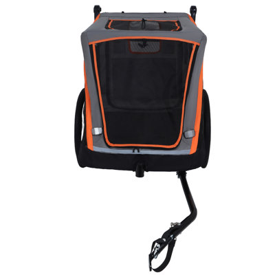 Remorque à vélo 2 en 1 et chariot à pousser pour animaux de compagnie - Attache de vélo détachable et poignée de poussée incluse - Roue à dégagement rapide, laisse interne, poches à deux gobelets et sac de rangement en dessous, peut contenir des animaux de compagnie jusqu'à 100 lb