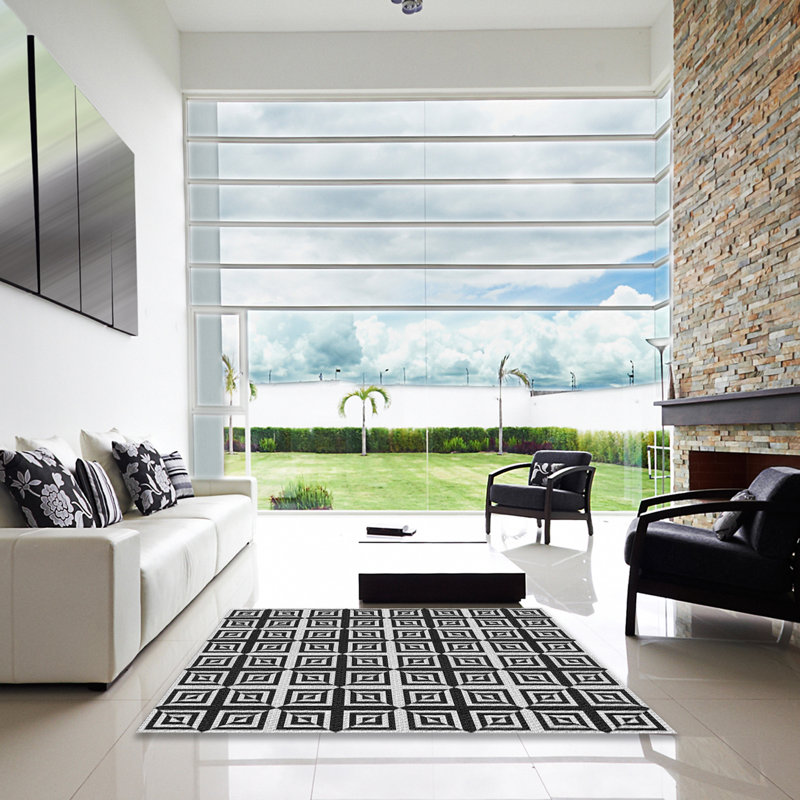 Tapis de zone noire à motifs, Carré 4 pi